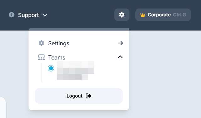 Voxie Settings menu showing the cog icon in the top-right corner